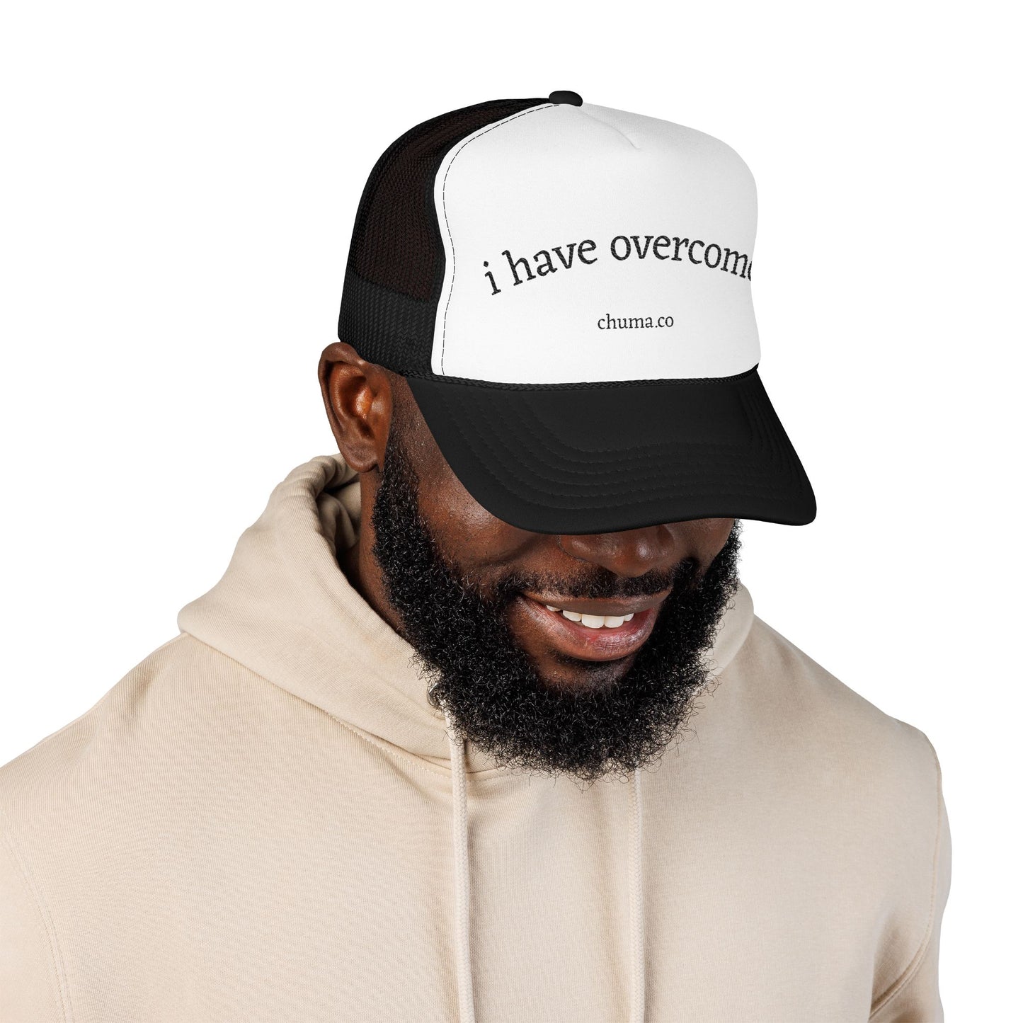 Inspirational Foam Trucker Hat - "I Have Overcome" Adjustable Cap, Motivational Gift, Supportive Headwear, Outdoor Fashion, Everyday Use