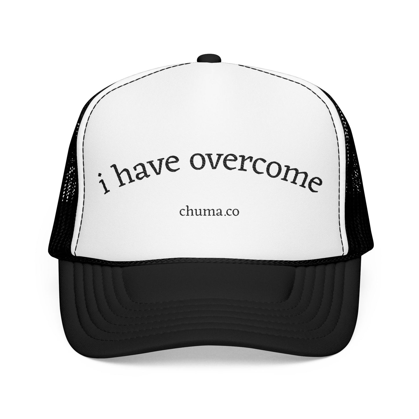 Inspirational Foam Trucker Hat - "I Have Overcome" Adjustable Cap, Motivational Gift, Supportive Headwear, Outdoor Fashion, Everyday Use