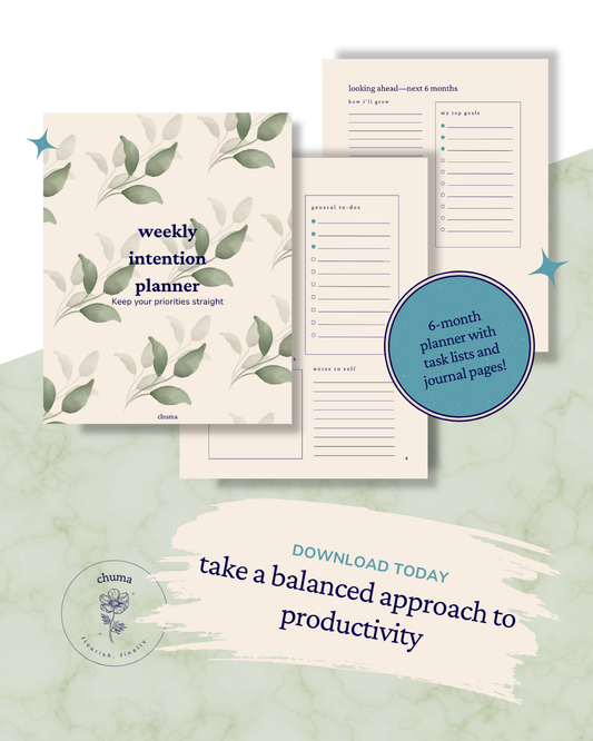 Mockup for chuma Weekly Intention Planner